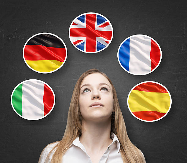istock lady is surrounded by bubbles with european countries' flags 480719110