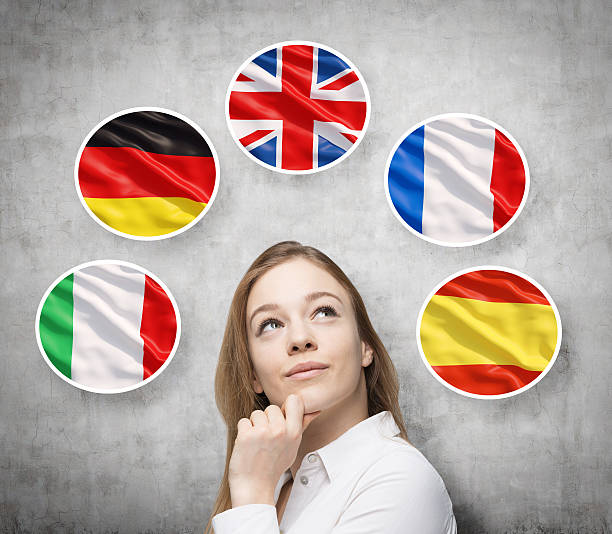 istock lady is surrounded by bubbles with european countries' flags 480719146