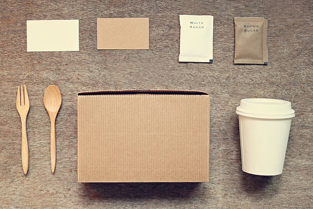 istock Coffee identity branding mockup set top view 480723900