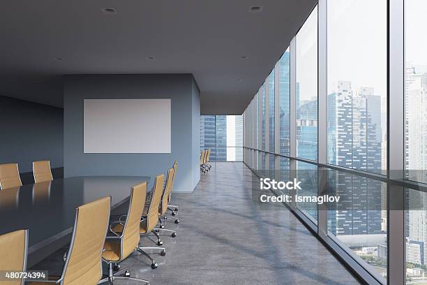 Panoramic Conference Room In Modern Office In Singapore Stock Photo - Download Image Now