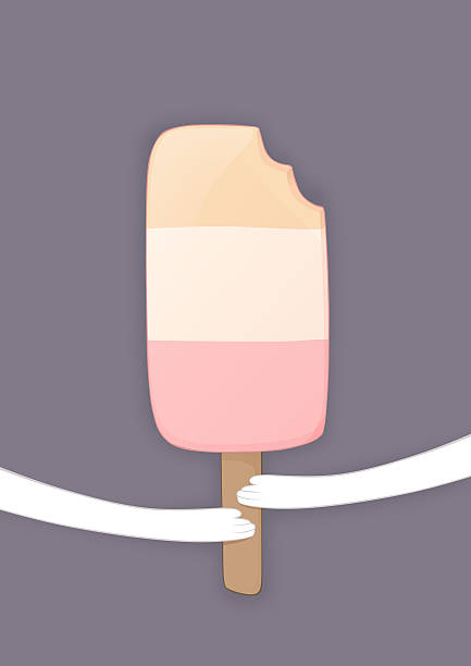Drawing cartoon hands holding tasty ice lolly