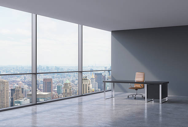 istock workplace in a modern corner panoramic office in New York 480724626