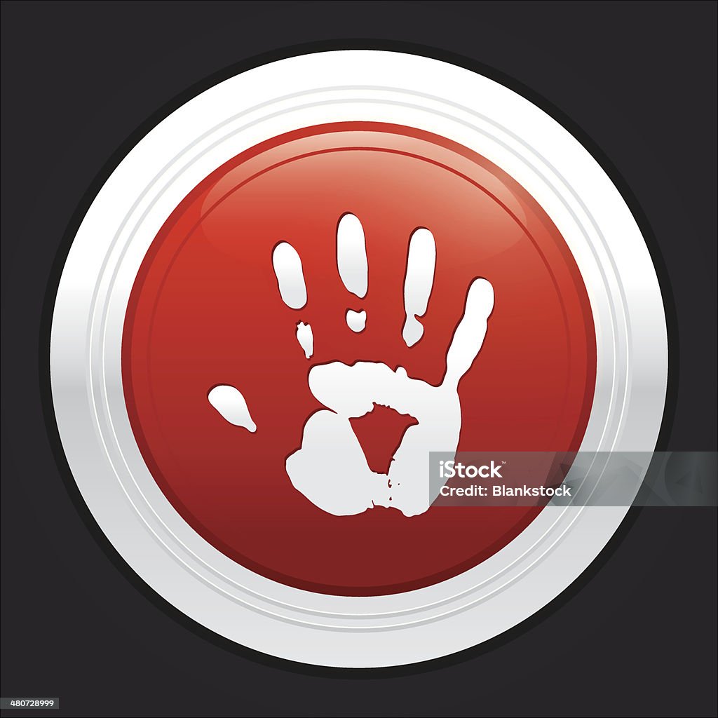 Stop Hand Button Hand Stop Button Vector Red Round Sticker Stock Illustration - Download ...