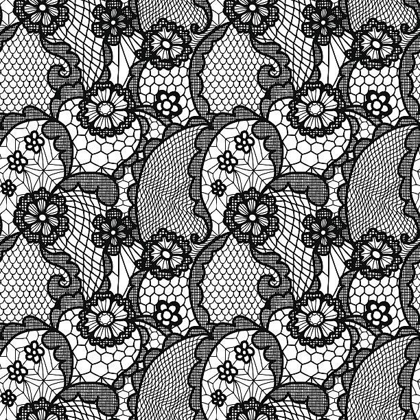 illustrazioni stock, clip art, cartoni animati e icone di tendenza di pizzo senza soluzione di continuità con i fiori motivo - fashion gothic style lace women