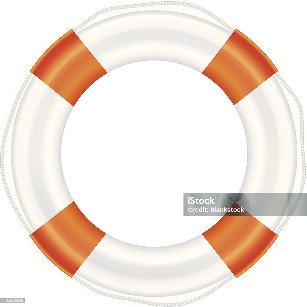 Weißer Rettungsring zu mit orangefarbenen Streifen und Seil. - Lizenzfrei Aufblasbarer Gegenstand Vektorgrafik
