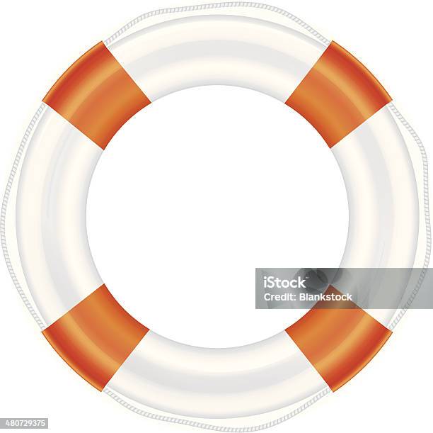 Weißer Rettungsring Zu Mit Orangefarbenen Streifen Und Seil Stock Vektor Art und mehr Bilder von Aufblasbarer Gegenstand