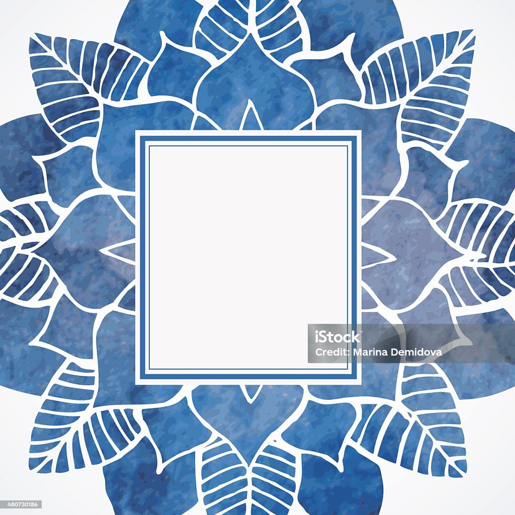 Blue Pattern Frame Watercolor Blue Frame With Lace Floral Pattern Vector Element Stock ...
