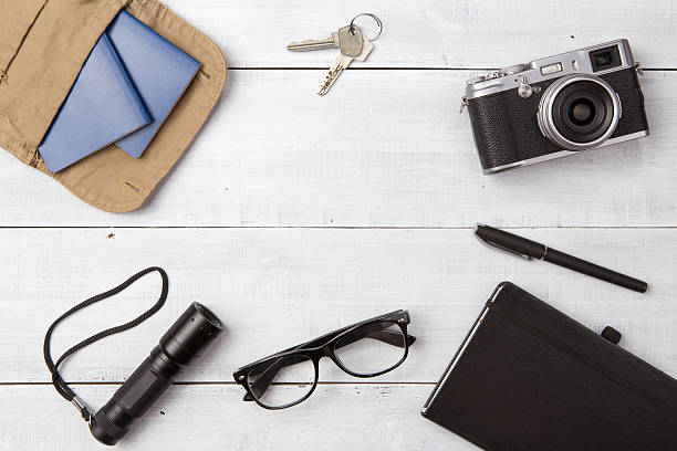 istock vacation, tourism  concept - set of cool stuff with camera 480732378