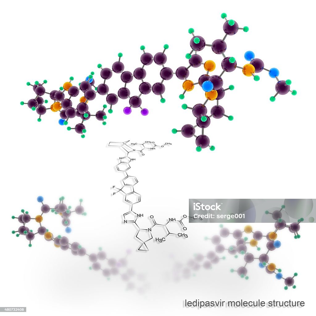 ledipasvir molecule structure ledipasvir molecule structure. Three dimensional model render Hepatocyte Stock Photo