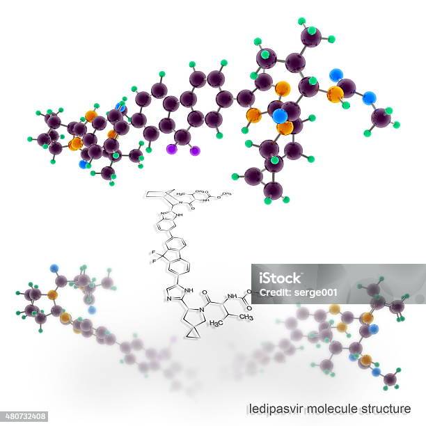 Ledipasvir Molecule Structure Stock Photo - Download Image Now - Hepatocyte, 2015, Antiviral Drug