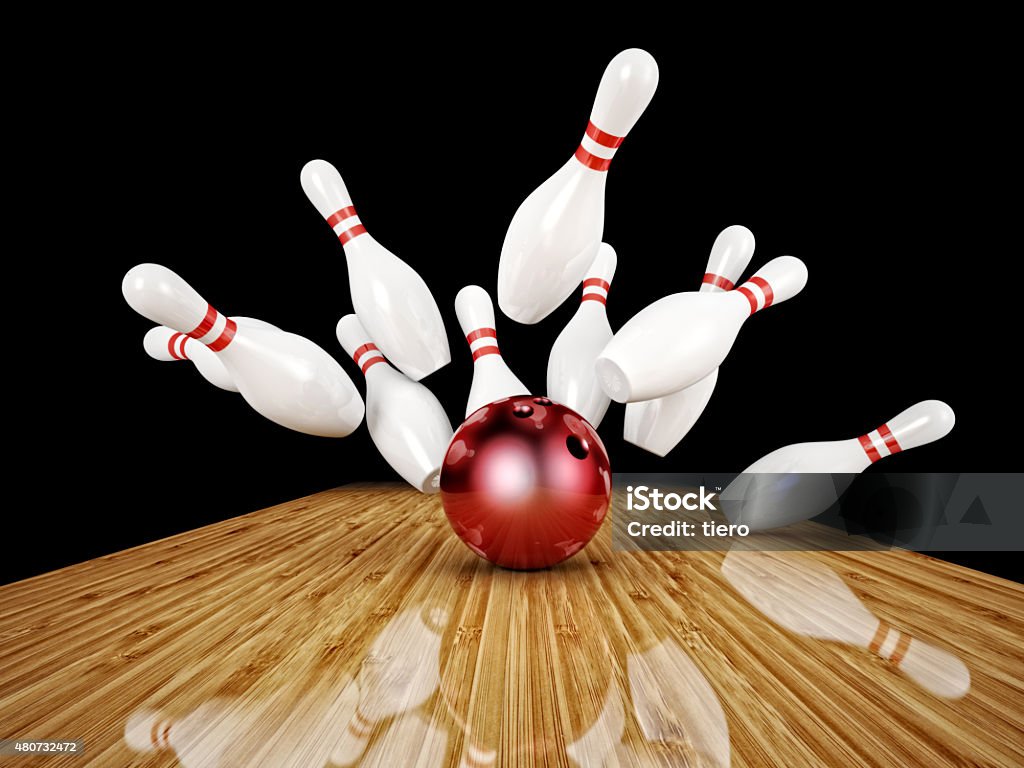 bowling 3d image of bowling ball and skittle Ten Pin Bowling Stock Photo