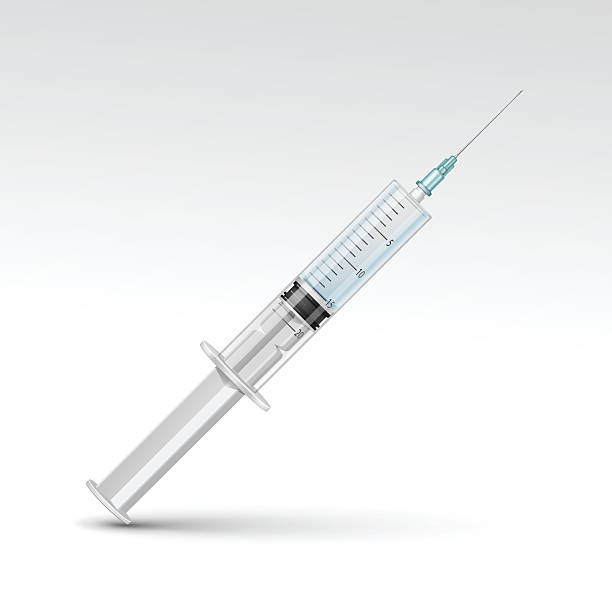 ilustrações, clipart, desenhos animados e ícones de vetor de plástico seringa médica isolado no fundo branco - syringe surgical needle vaccination injecting