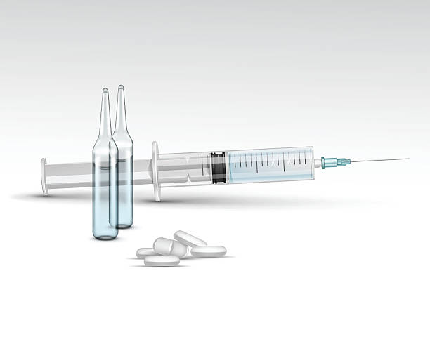 ilustrações, clipart, desenhos animados e ícones de vetor de plástico seringa médica isolado no fundo branco - syringe surgical needle vaccination injecting