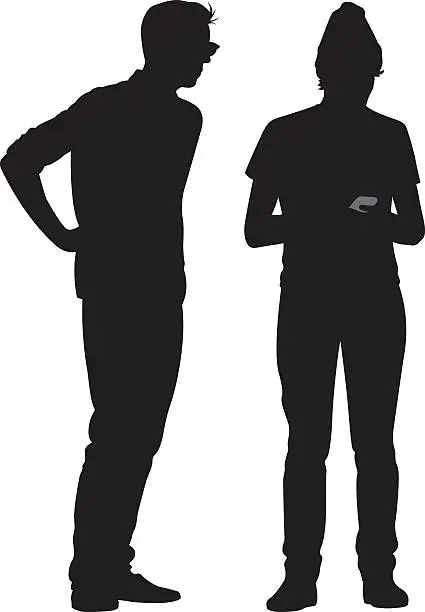 Vector illustration of Two Hipsters Silhouettes