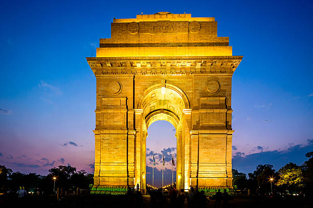 delhi brama indii w nocy - india gate delhi new delhi zdjęcia i obrazy z banku zdjęć