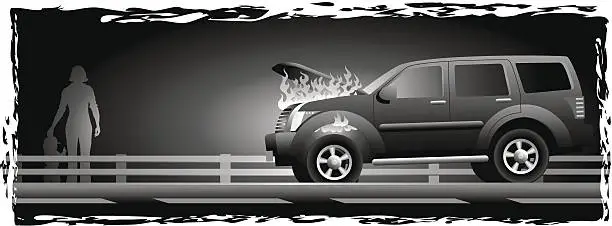 Vector illustration of Car Fire