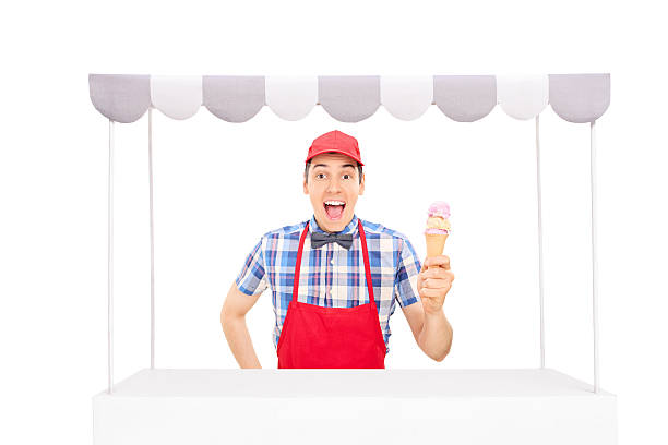 istock Excited vendor holding an ice cream cone 480737796