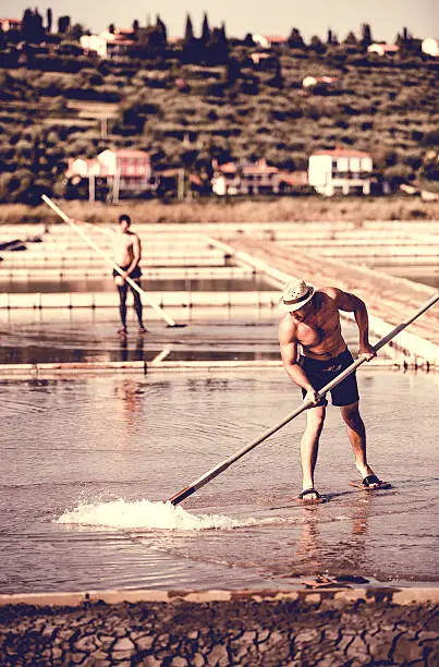 People Working at traditional Salt Pans