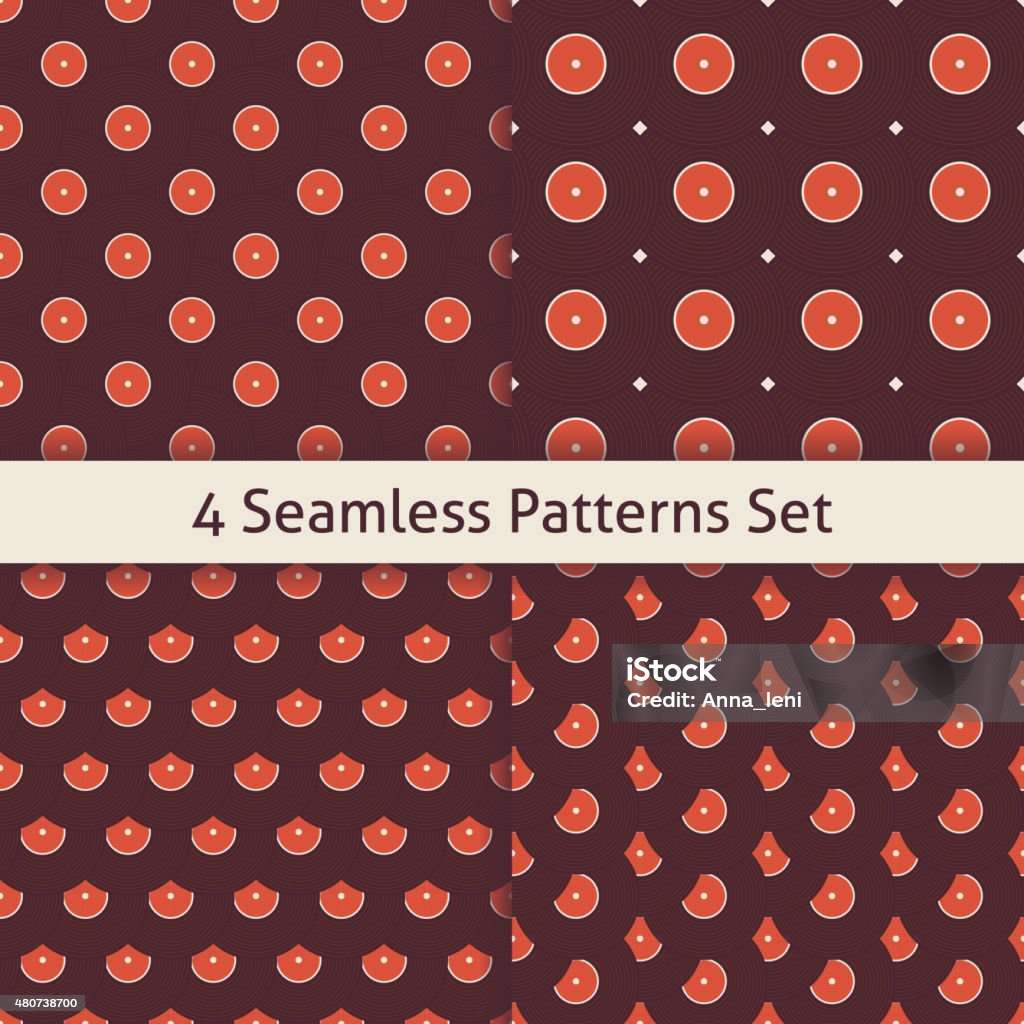 Pattern Disc Stock Four Vector Flat Seamless Music Vinyl Disc Patterns Set Stock ...