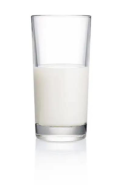 Photo of Half Glass of fresh milk isolated on white background