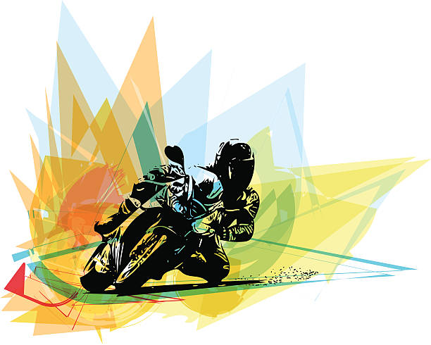 ekstremalne motocross racer przez motocykl - motorized sport motor racing track motorcycle racing auto racing stock illustrations