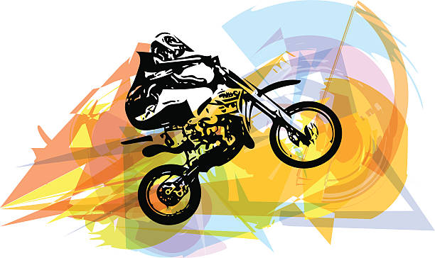 illustrations, cliparts, dessins animés et icônes de extreme motocross de motorcycle - action off road vehicle motocross cycle