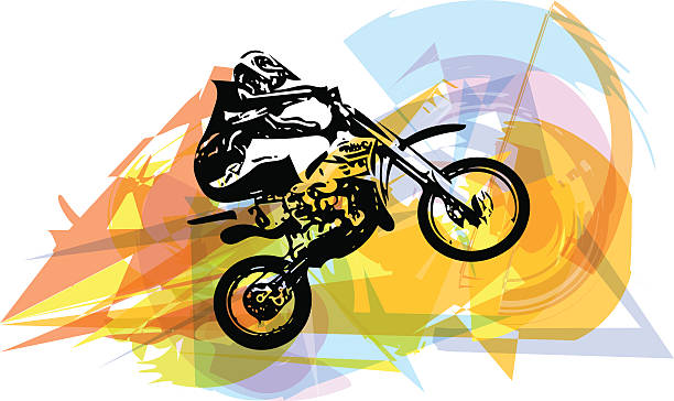 ekstremalne motocross racer przez motocykl - powerfull stock illustrations