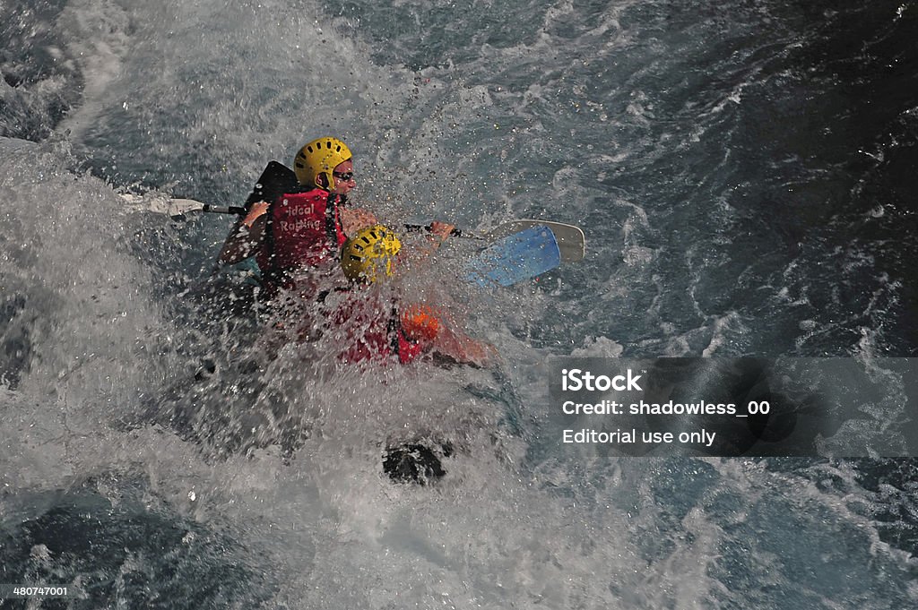 Rafting, Koprucay, Turkey Antalya,Turkey - October 15, 2013: Two men rafting on the Koprucay in Turkey Activity Stock Photo
