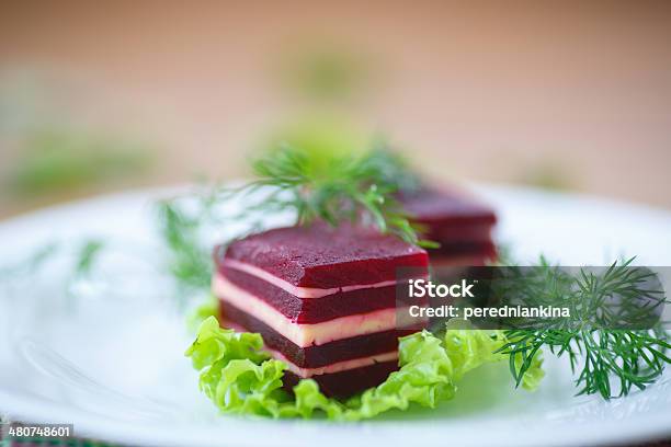 Appetizer Of Beet And Cheese On Lettuce Leaves Stock Photo - Download Image Now - Appetizer, Beet, Breakfast