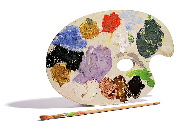 istock Artists palette with colorful paints 480752403