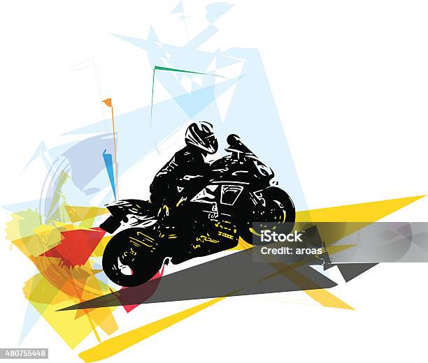 Extreme Motocross Racer By Motorcycle Stock Illustration - Download Image Now - Motorcycle, Off-Road Vehicle, Sports Helmet