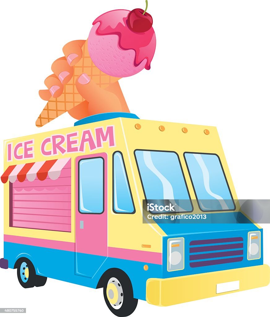 Ice cream truck Ice cream truck, carrying a hand that is taking an ice cream Ice Cream Truck stock vector