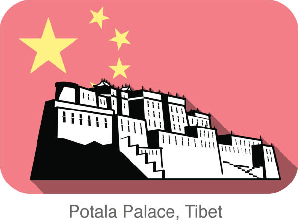 ilustraciones, imágenes clip art, dibujos animados e iconos de stock de palacio de potala. emblema de la serie mundial - lamaism