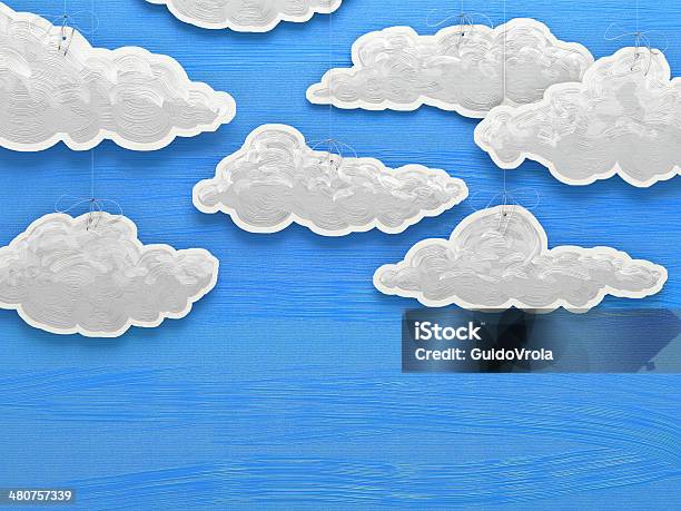 Paper Cloud Sky Stock Illustration - Download Image Now - Backgrounds, Blue, Bright