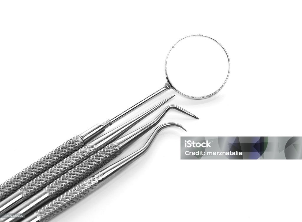 Basic Dentista ferramentas Isolado no branco - Foto de stock de Clínica Médica royalty-free