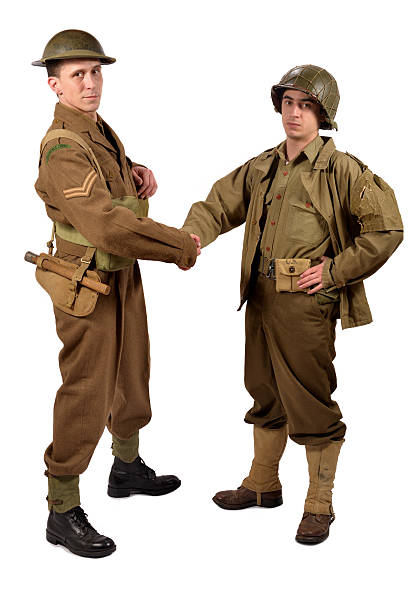 istock English soldier and  American shake hands 480758495