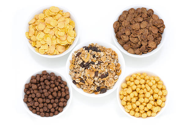 istock assortment dry cereal for breakfast, isolated 480758553