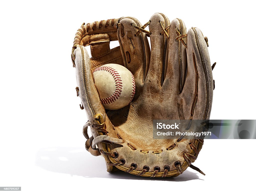 Vieux cuir vintage baseball glove - Photo de Gant de baseball libre de droits