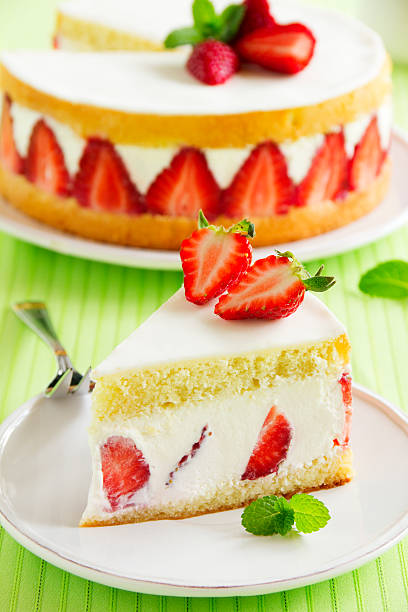 istock Sponge cake with strawberries and vanilla cream. 480760491