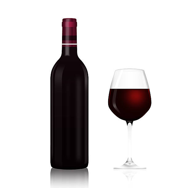 istock Bottle and glass with red wine Illustration 480764563