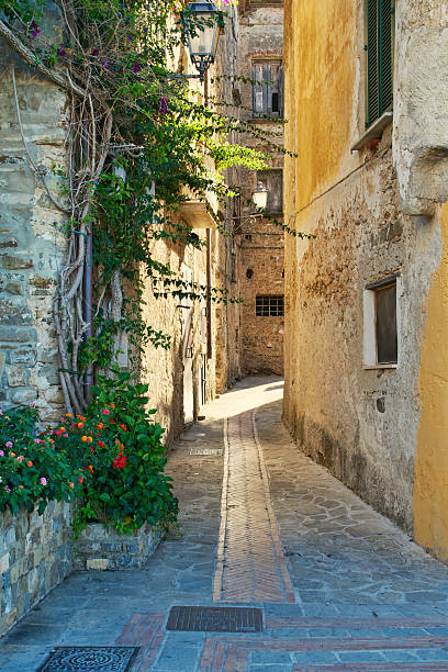 Southern Italy typical narrow alley stock photo