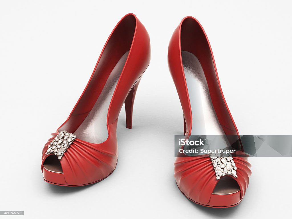 Women's red shoes Women's red shoes closeup on a light background Beauty Stock Photo