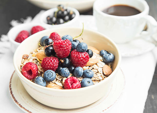 istock Muesli with Raspberry,Blueberry and Currant, Coffee and Juice 480766648