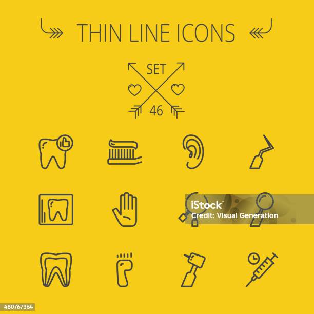 Medicine Thin Line Icon Set Stock Illustration - Download Image Now - 2015, Computer, Computer Graphic