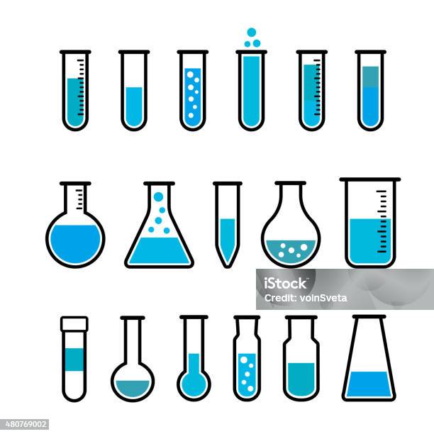 화학분야 테스트 튜브 아이콘 시험관에 대한 스톡 벡터 아트 및 기타 이미지 - 시험관, 아이콘, 비커