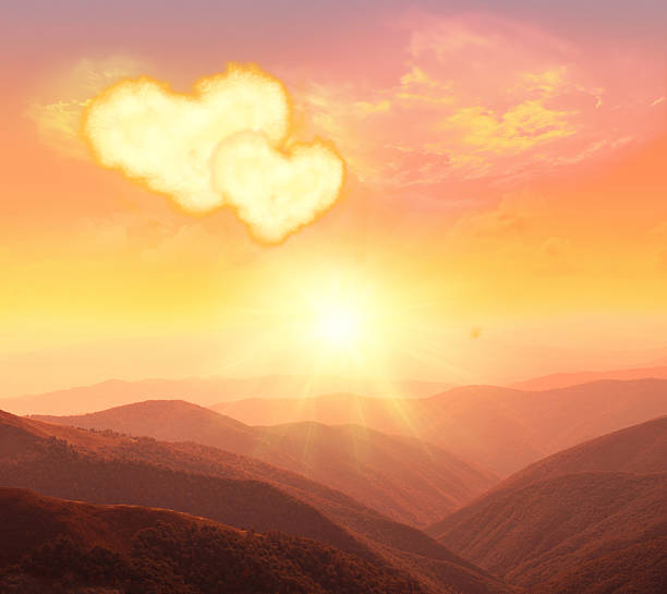 Conceptual image of heart shaped cloud and empty highway
