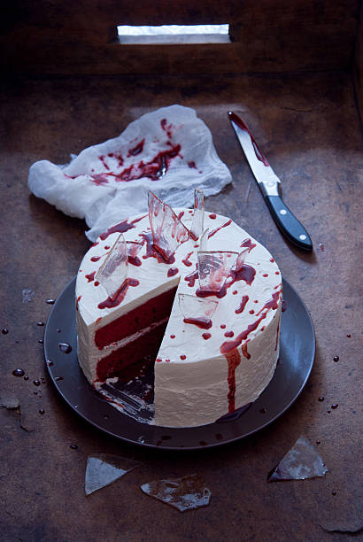 istock Red velvet cake decorated for Halloween 480775930