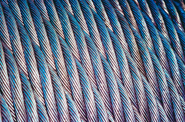 cavo d'acciaio - steel cable wire rope rope textured foto e immagini stock