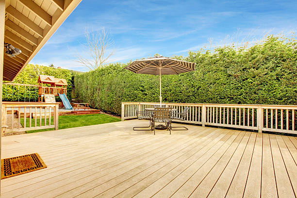 istock Bakyard with patio area and play yard for kids 480778805