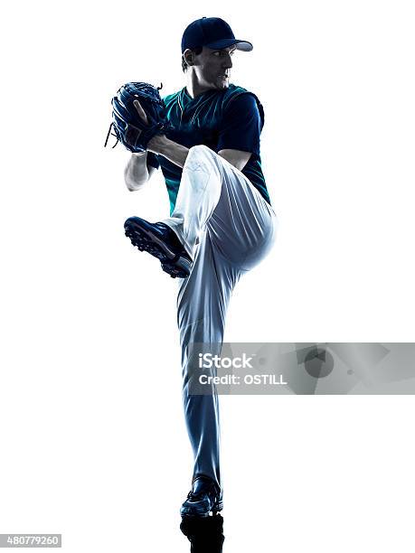 Man Baseball Player Silhouette Isolated Stock Photo - Download Image Now - Baseball Player, Baseball - Sport, Baseball - Ball